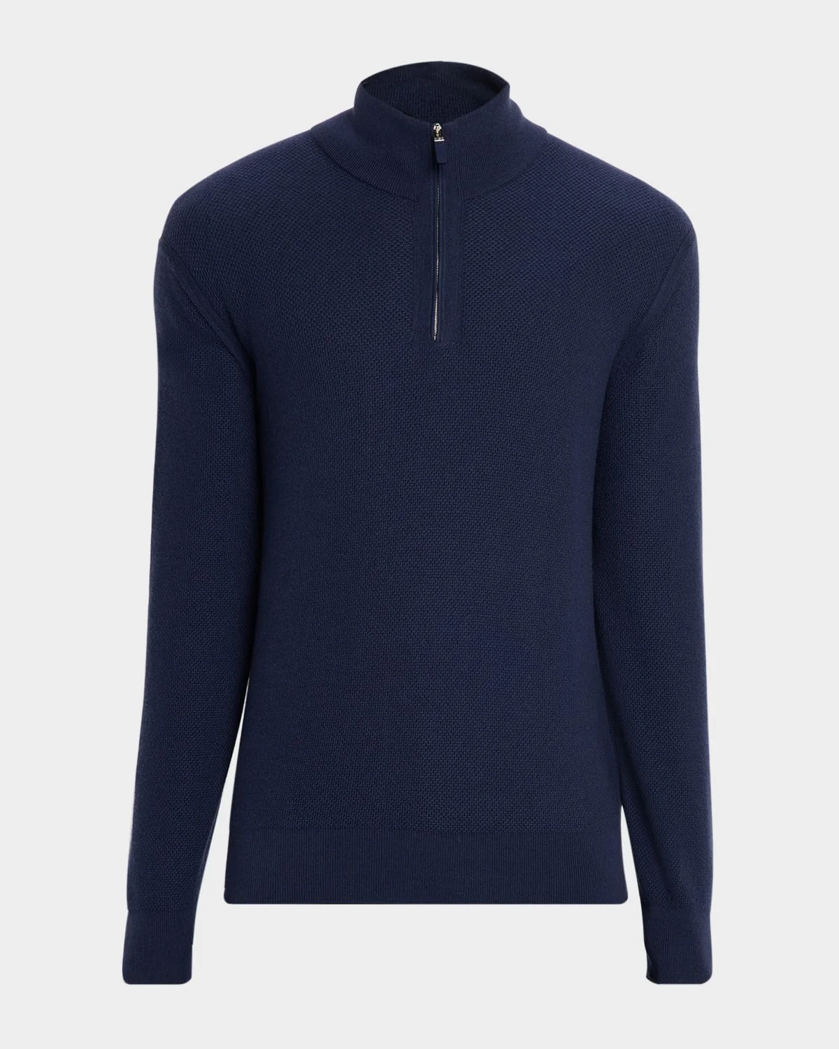 Men's Cashmere Waffle-Knit Quarter-Zip Sweater - 1