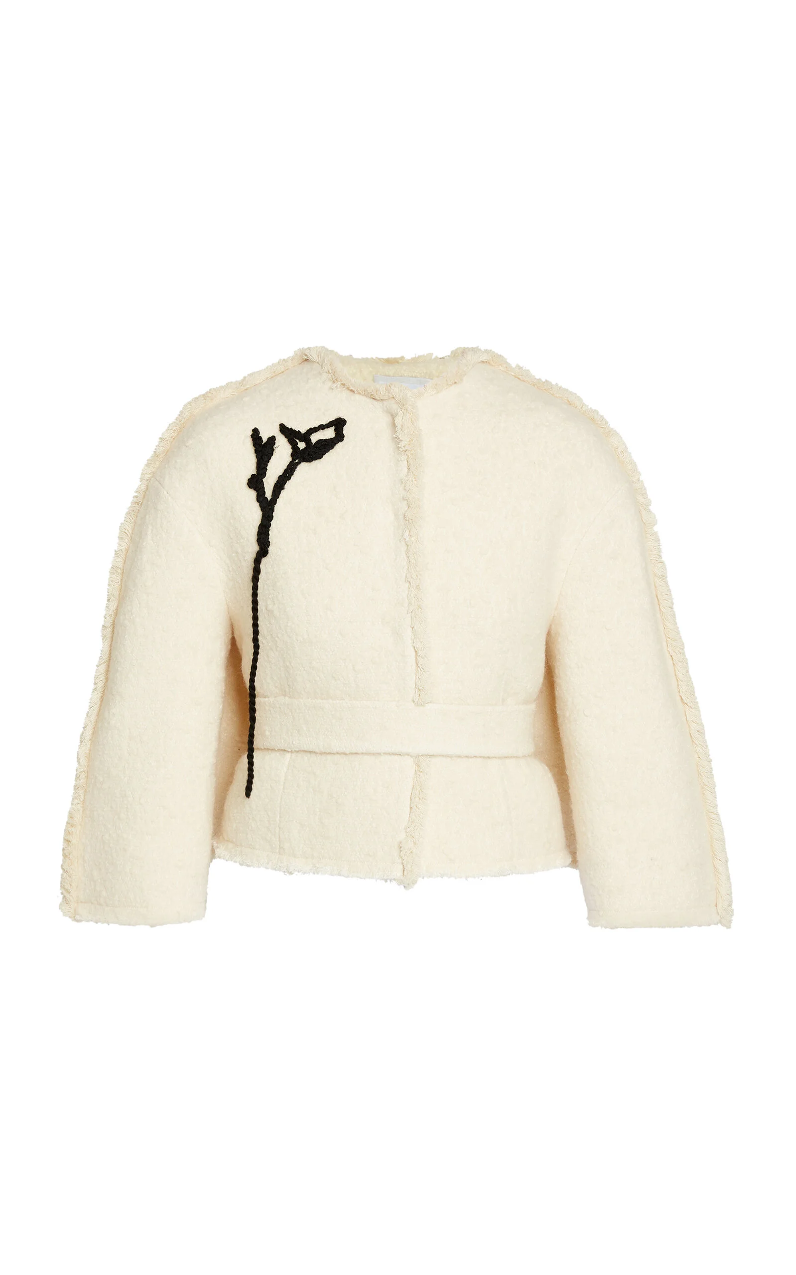 Appliquéd Cotton-Blend Cocoon Jacket ivory - 1