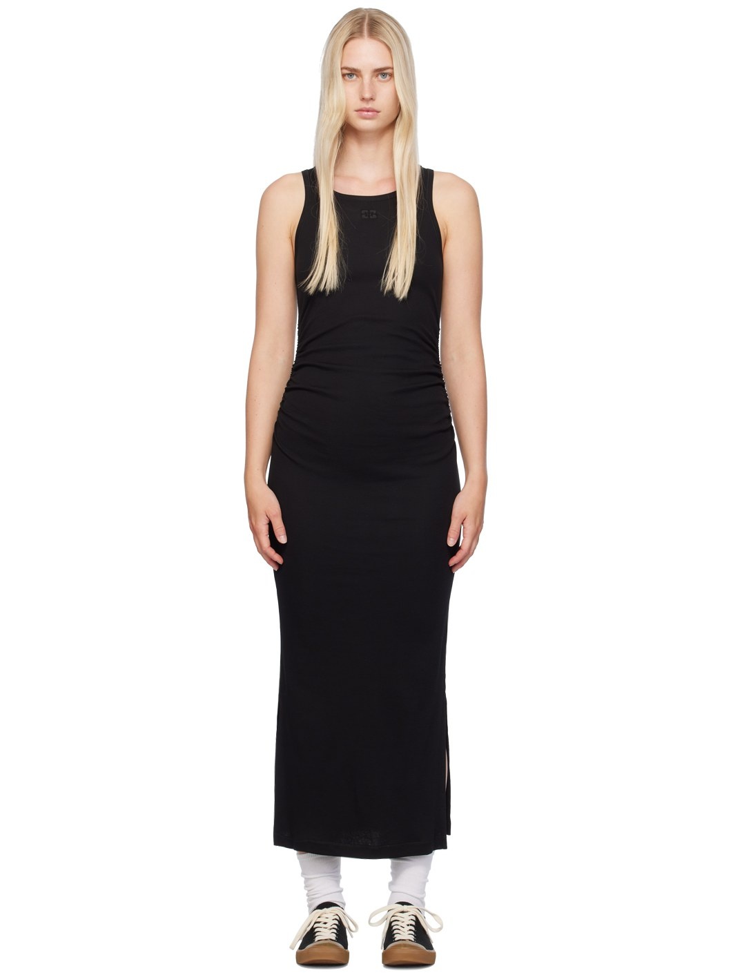 Black Ribbed Maxi Dress - 1