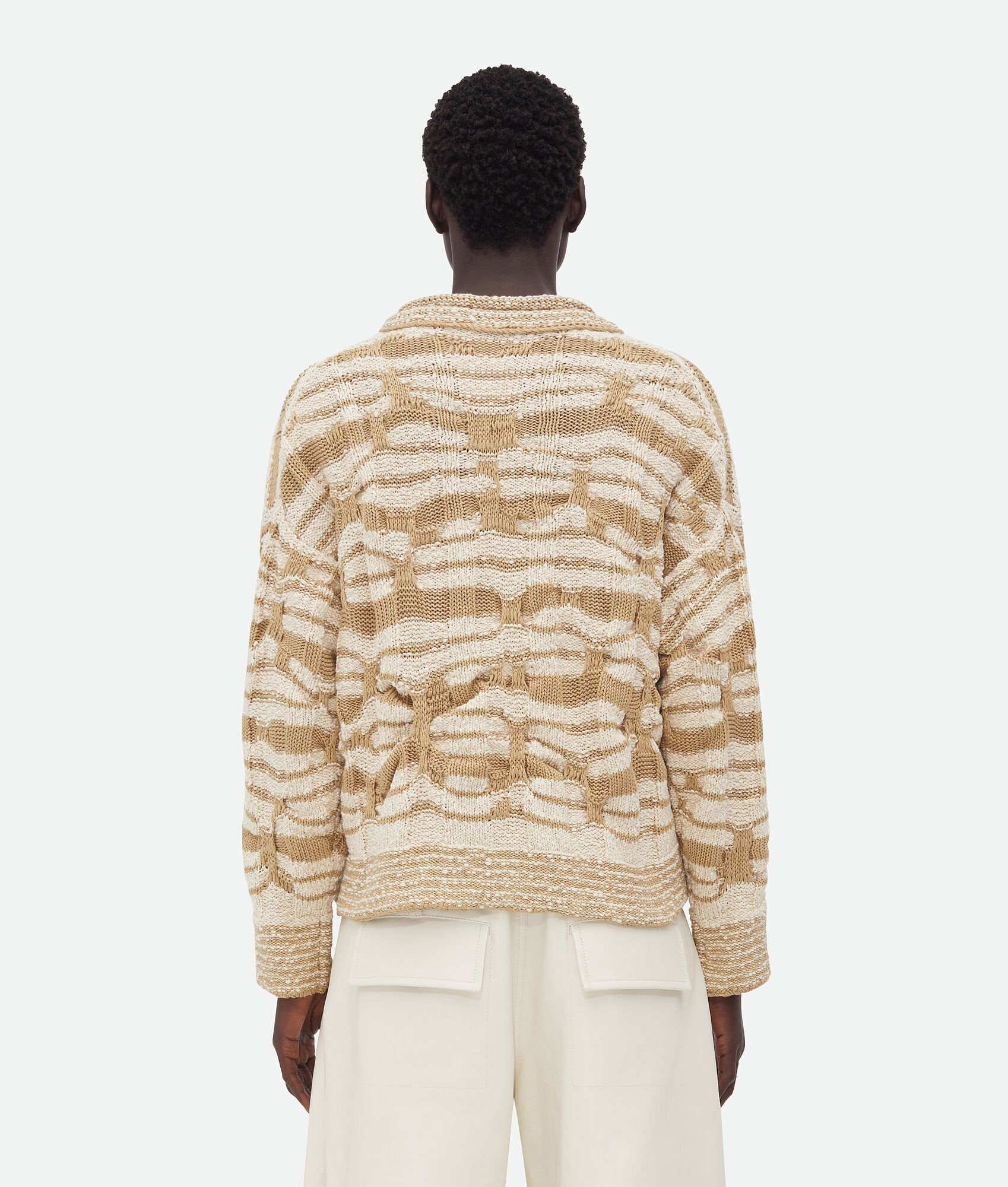 Distorted Stripe Cotton Jumper - 3