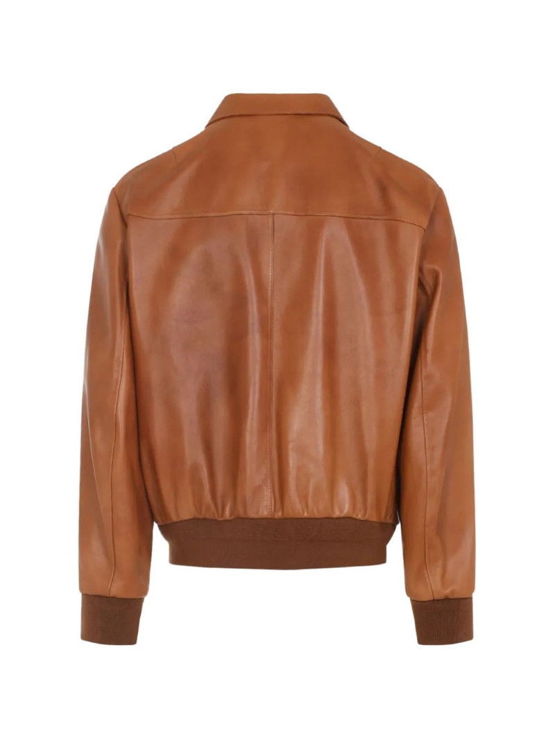 Ralph Lauren ribbed leather bomber jacket outlook