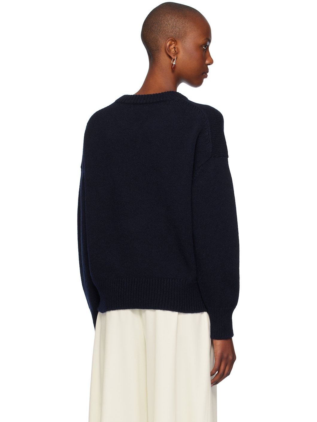 Navy Balla Slouch V-Neck Sweater - 3