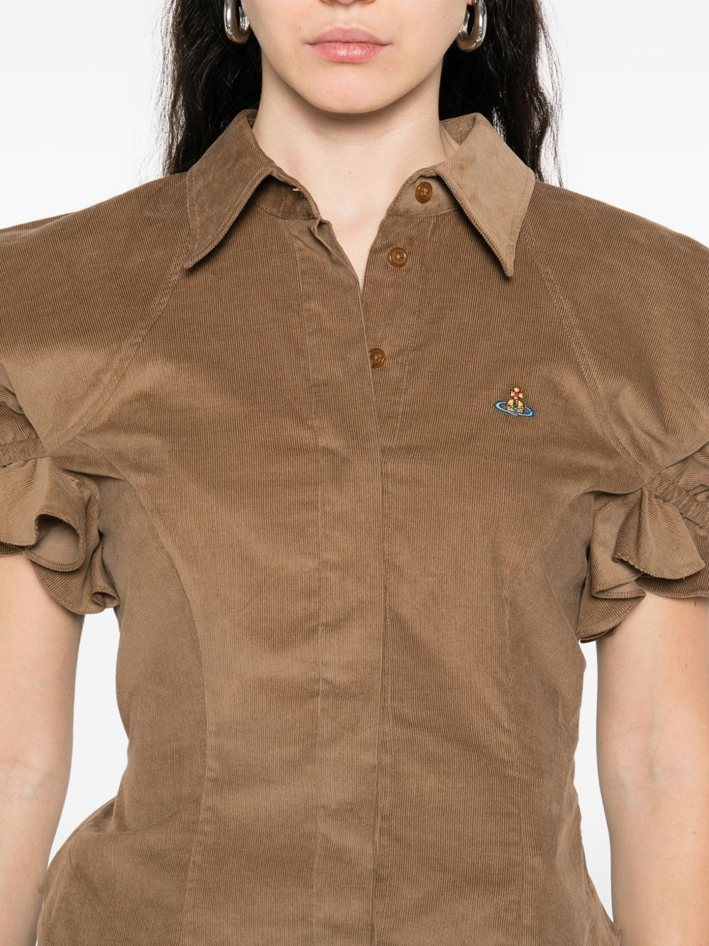 ruffled-sleeve cotton top - 5