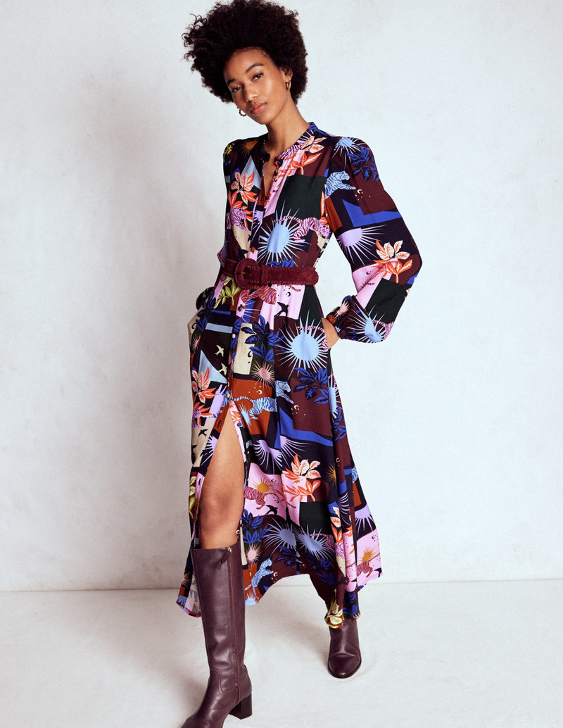 Mae Occasion Maxi Shirt Dress-Multi, Cosmic Savanna 6