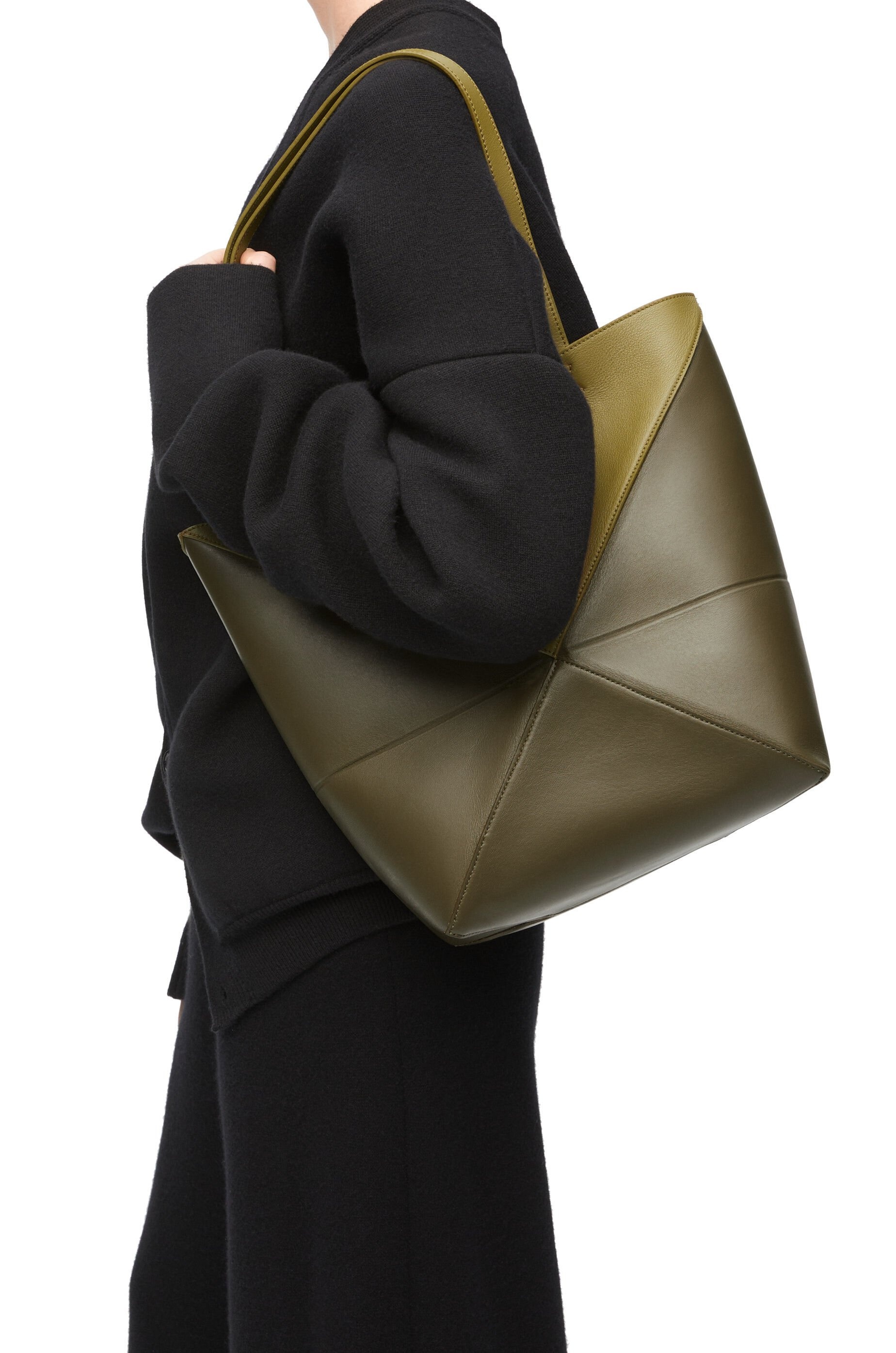 Puzzle Fold Tote in shiny calfskin - 2