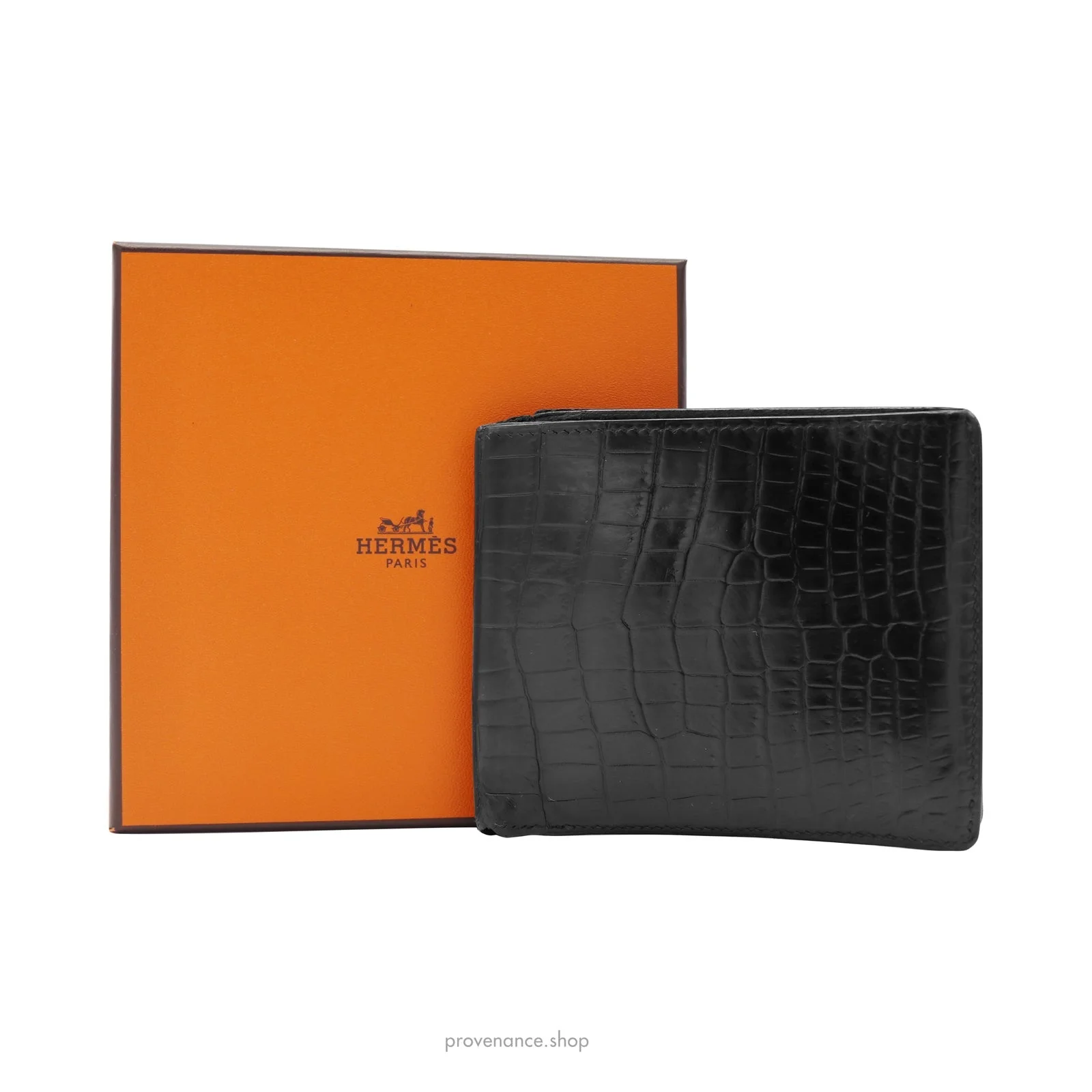 Hermes MC2 Bifold Wallet - Black Niloticus Crocodile Leather - 1