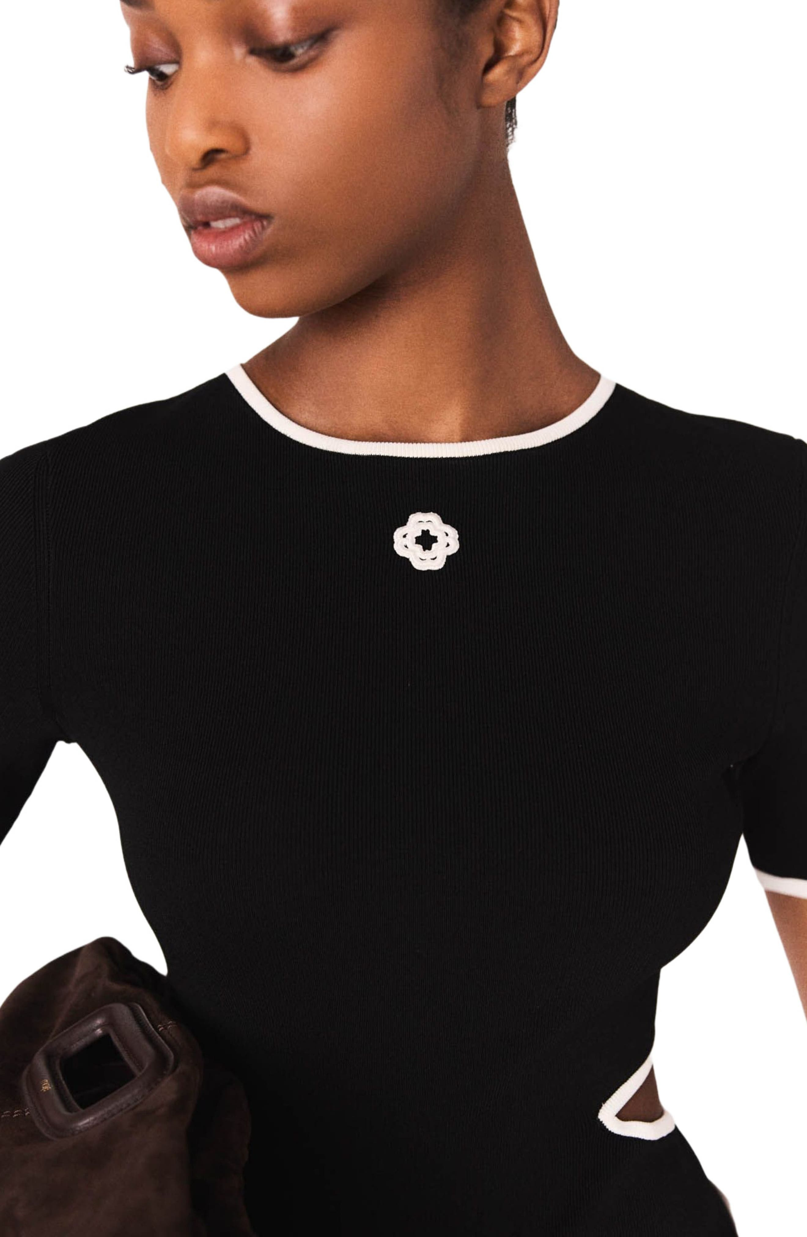 maje Openwork knit bodysuit in Black at Nordstrom - 5