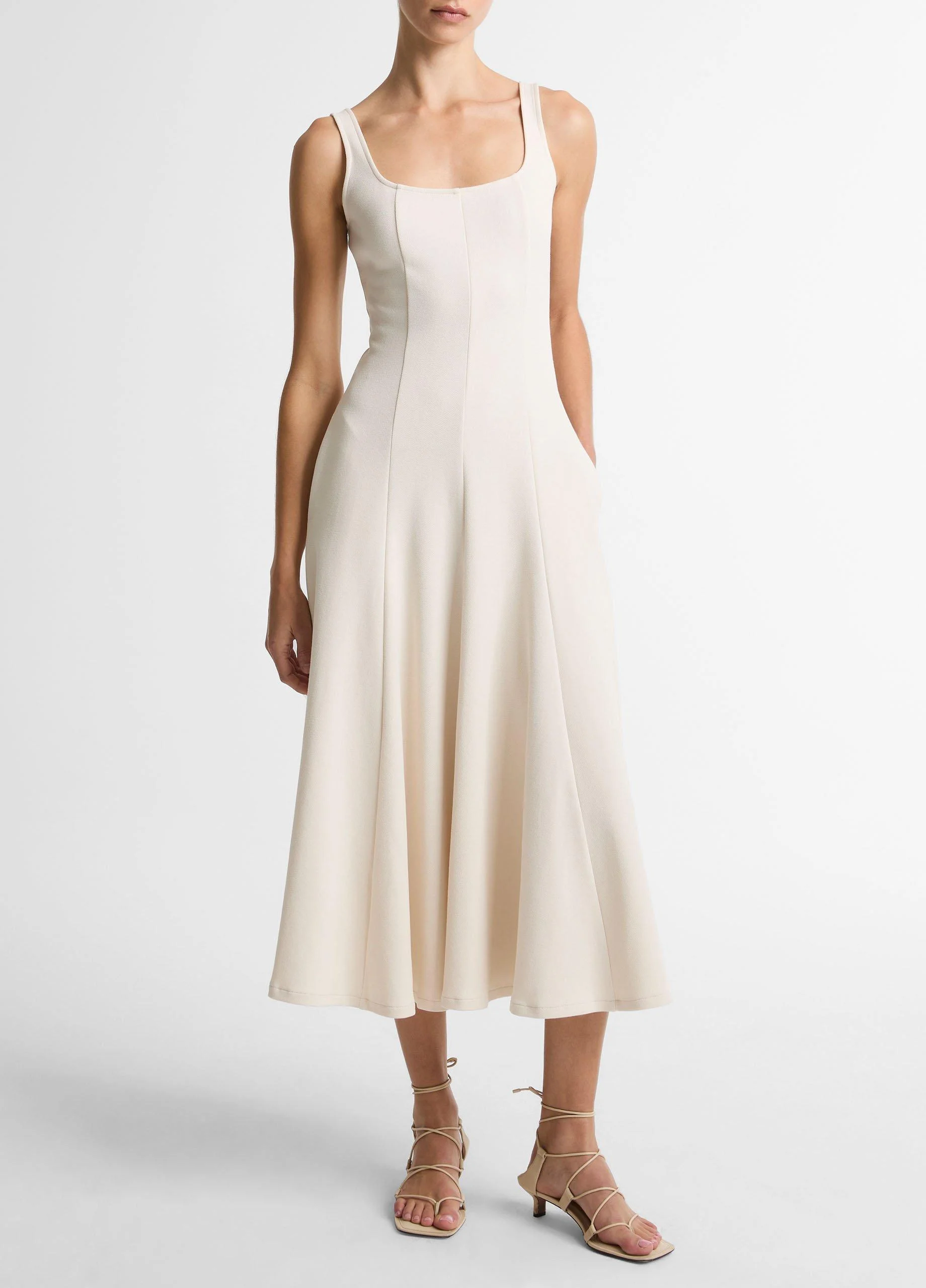 Seamed Cotton-Blend Square-Neck Dress - 1
