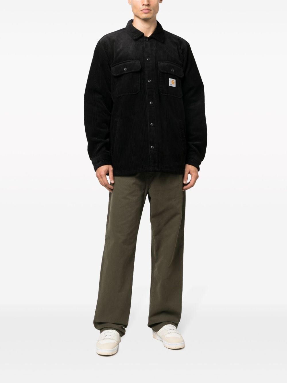 logo-patch cotton shirt jacket - 2