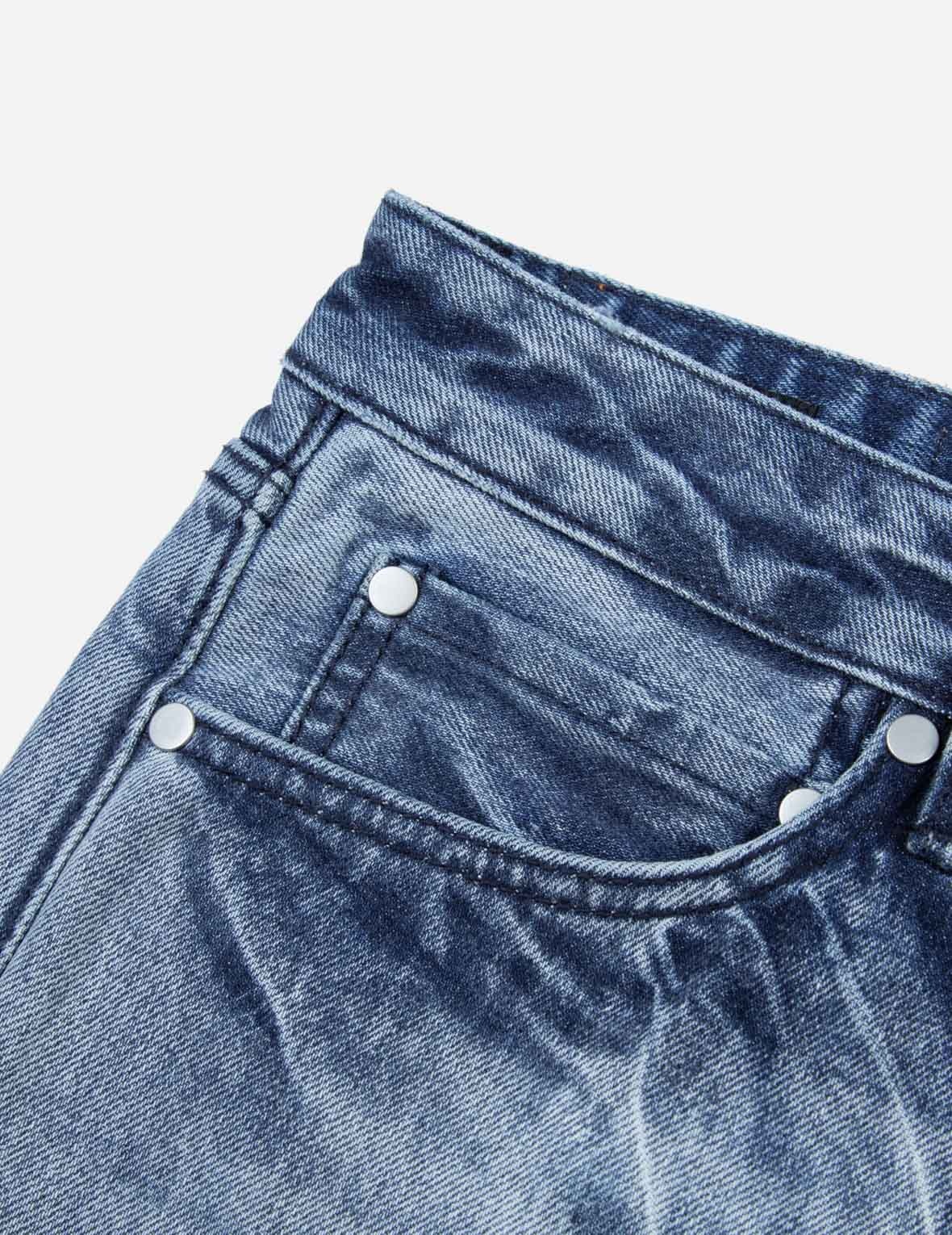 Distressed Daicock Straight Fit Washed Jeans - 9