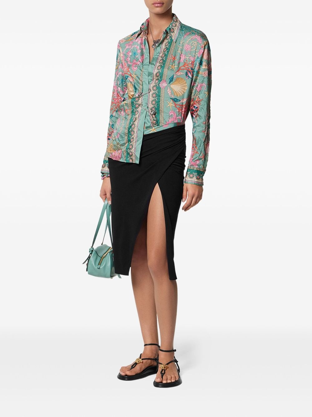 Underwater Barocco draped midi skirt - 2