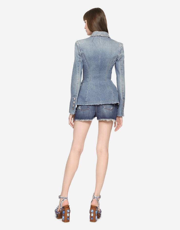 Denim shorts with ripped details - 2