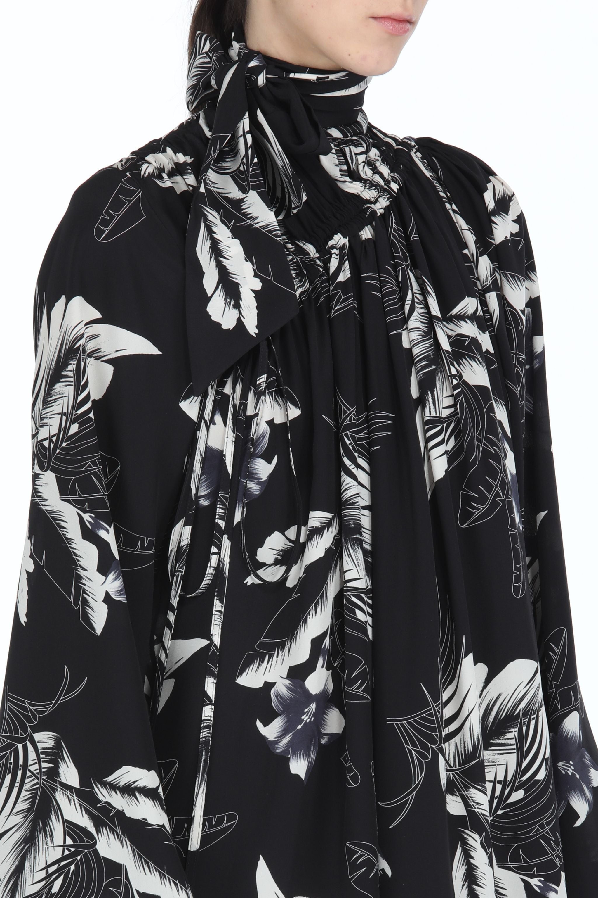PALM-PRINT SILK DRESS - 4