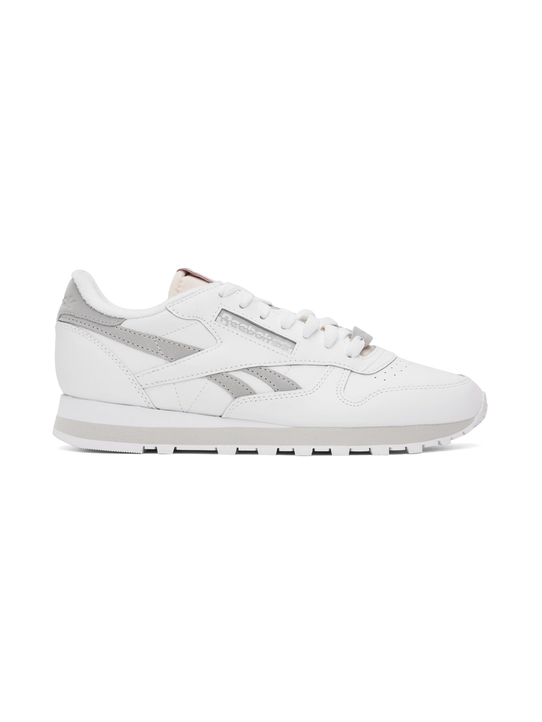 White & Gray Classic Leather Sneakers - 1