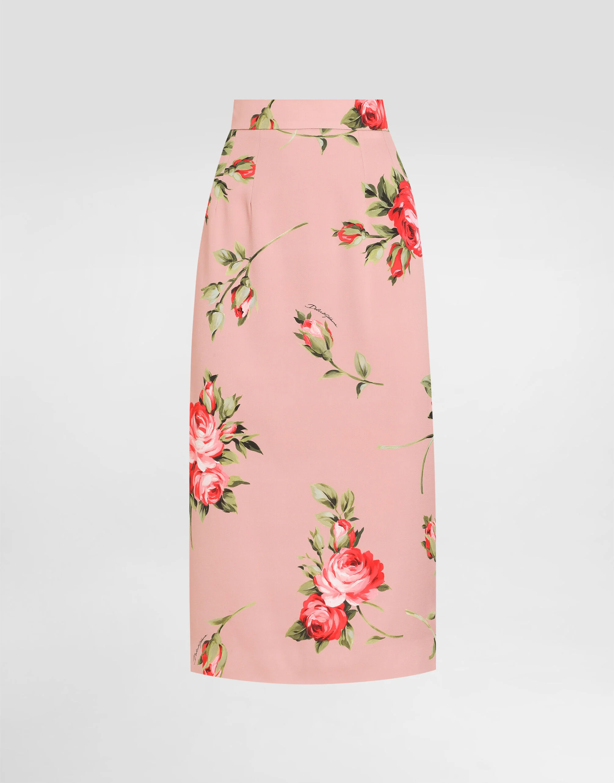 Rose bouquet-print straight skirt - 1