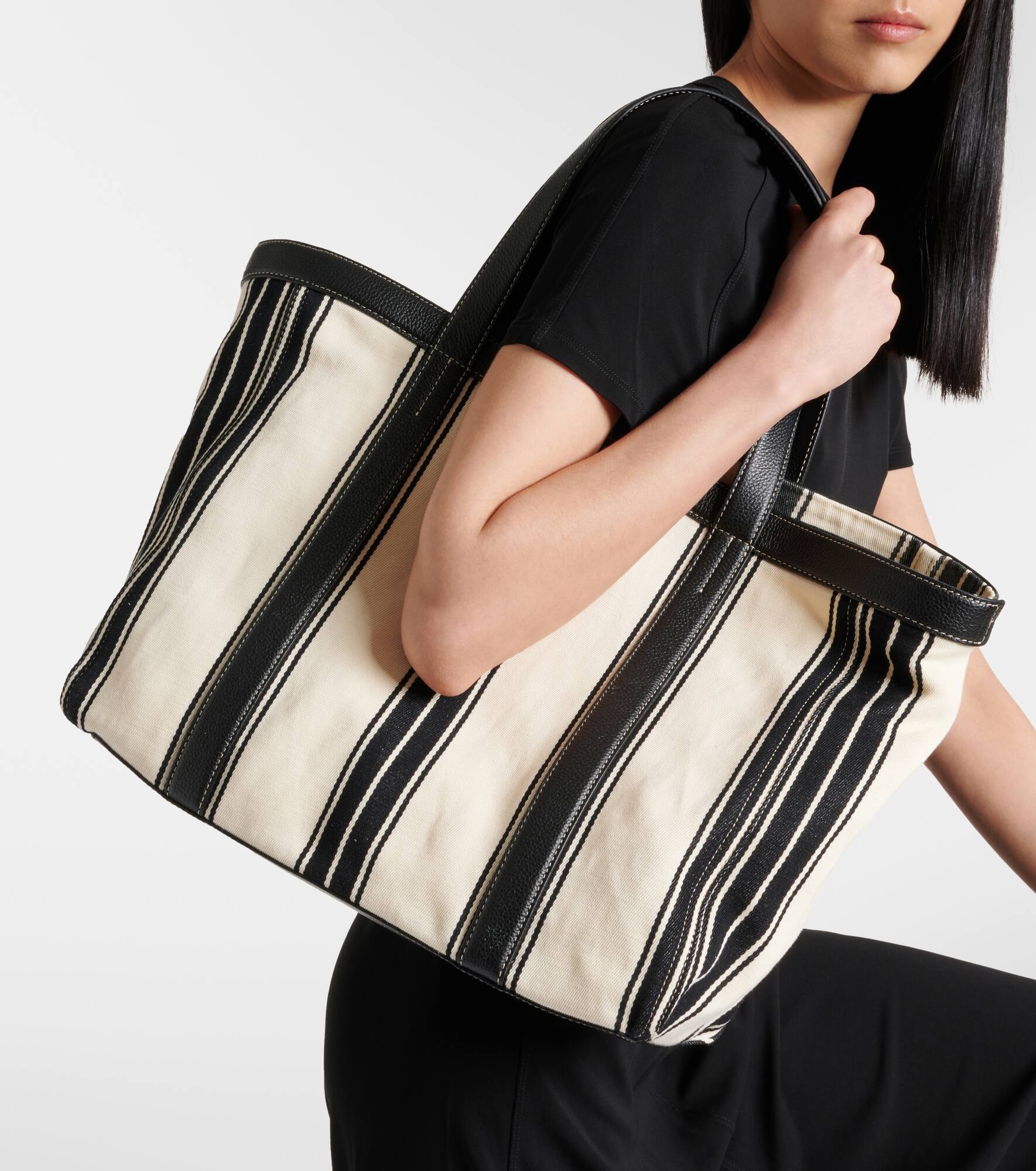 Striped jacquard canvas tote bag - 2