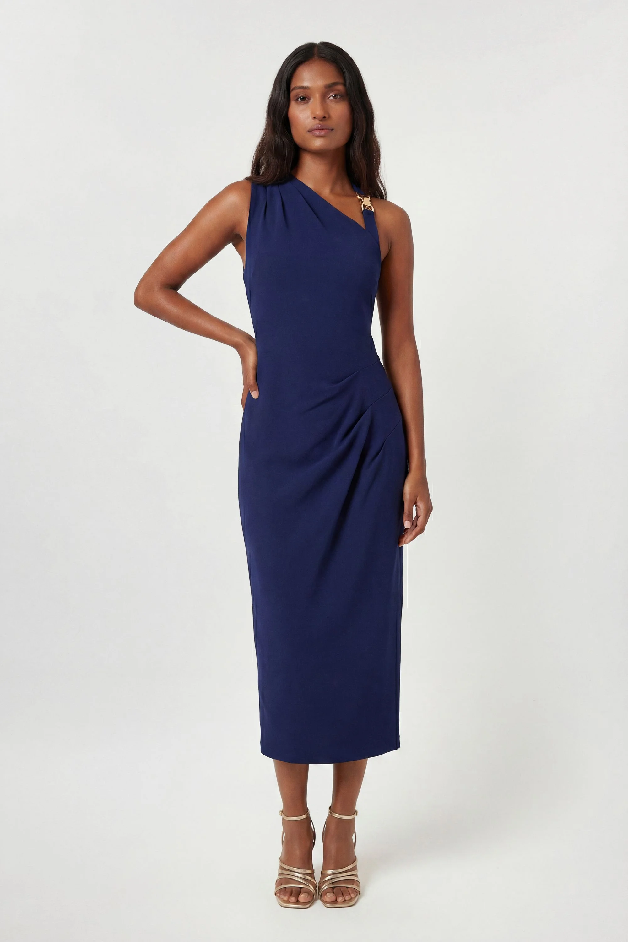 Compact Stretch Trim Detail Tailored Maxi Dress - 1