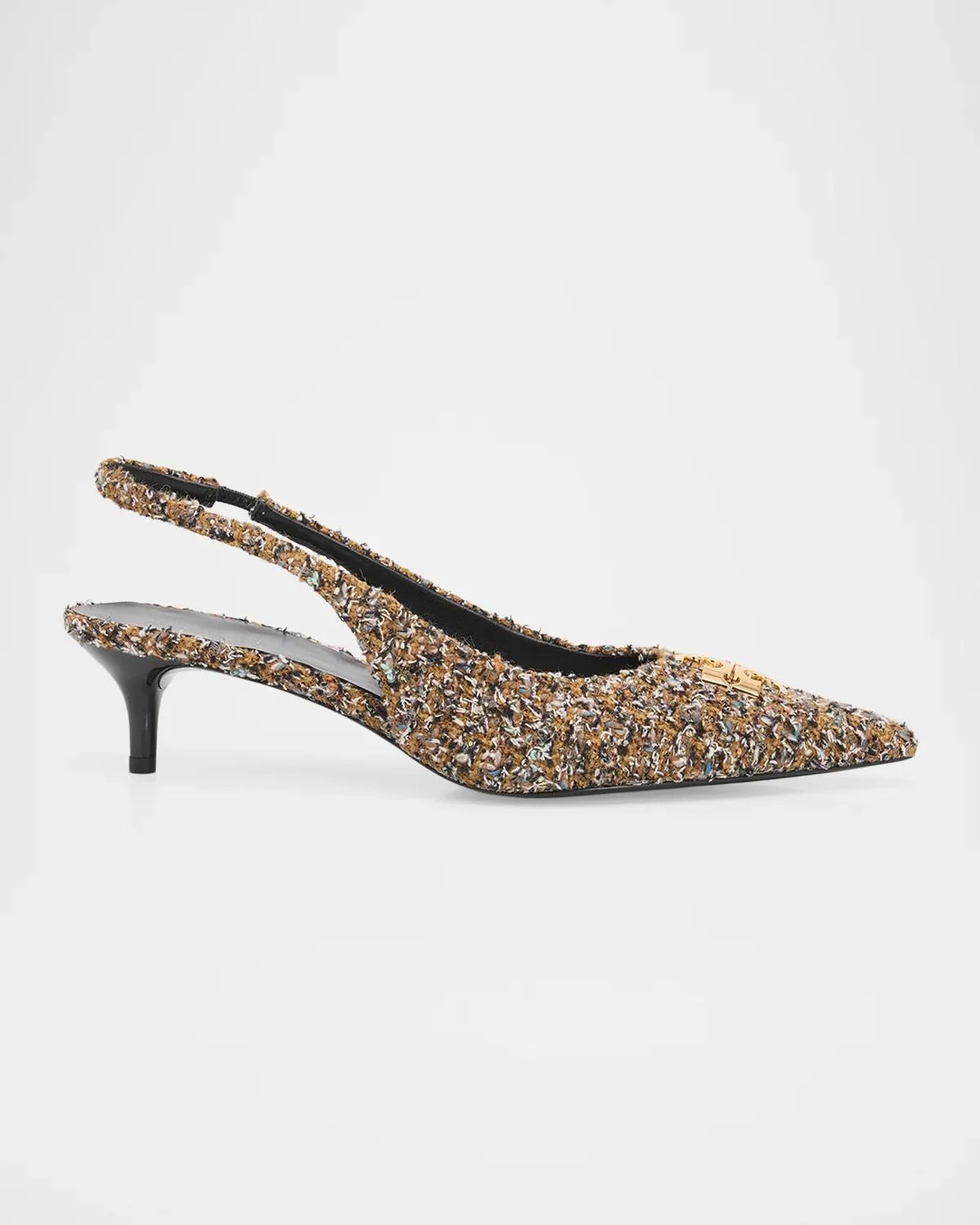 45mm Charlie Boucle Tweed Slingback Pumps - 1