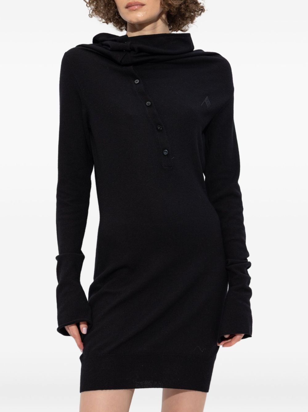 mock-neck button-up mini dress - 3