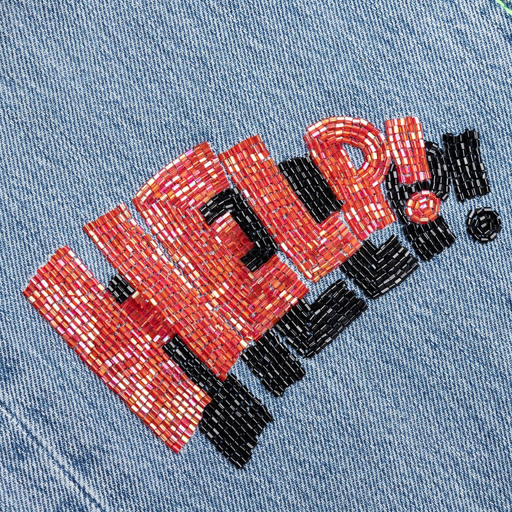 SHAM HAND-BEADED DOUBLE-WIDE DENIM - INDIGO - 5