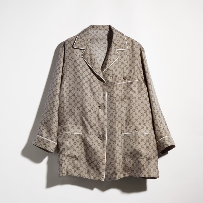 Printed silk twill shirt - 1