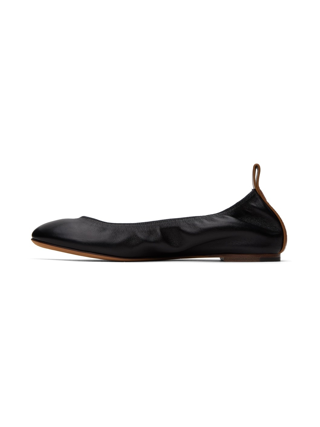 Black Leather Ballerina Flats - 3