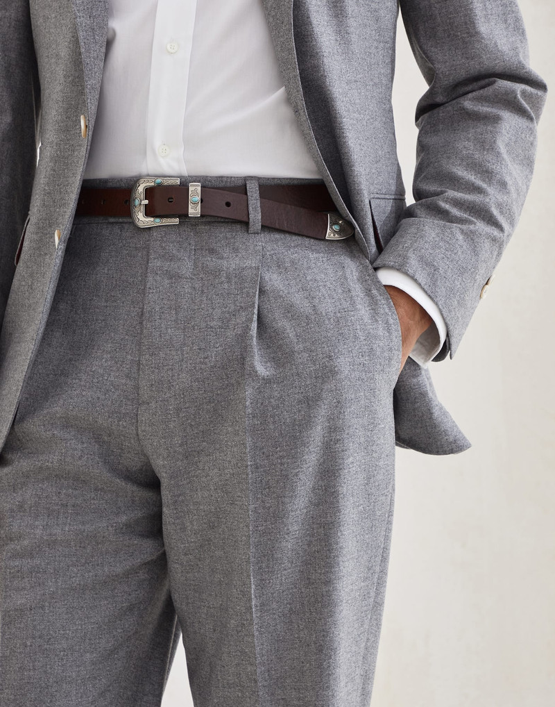 Cashmere and silk lightweight flannel leisure fit trousers with pleat 3