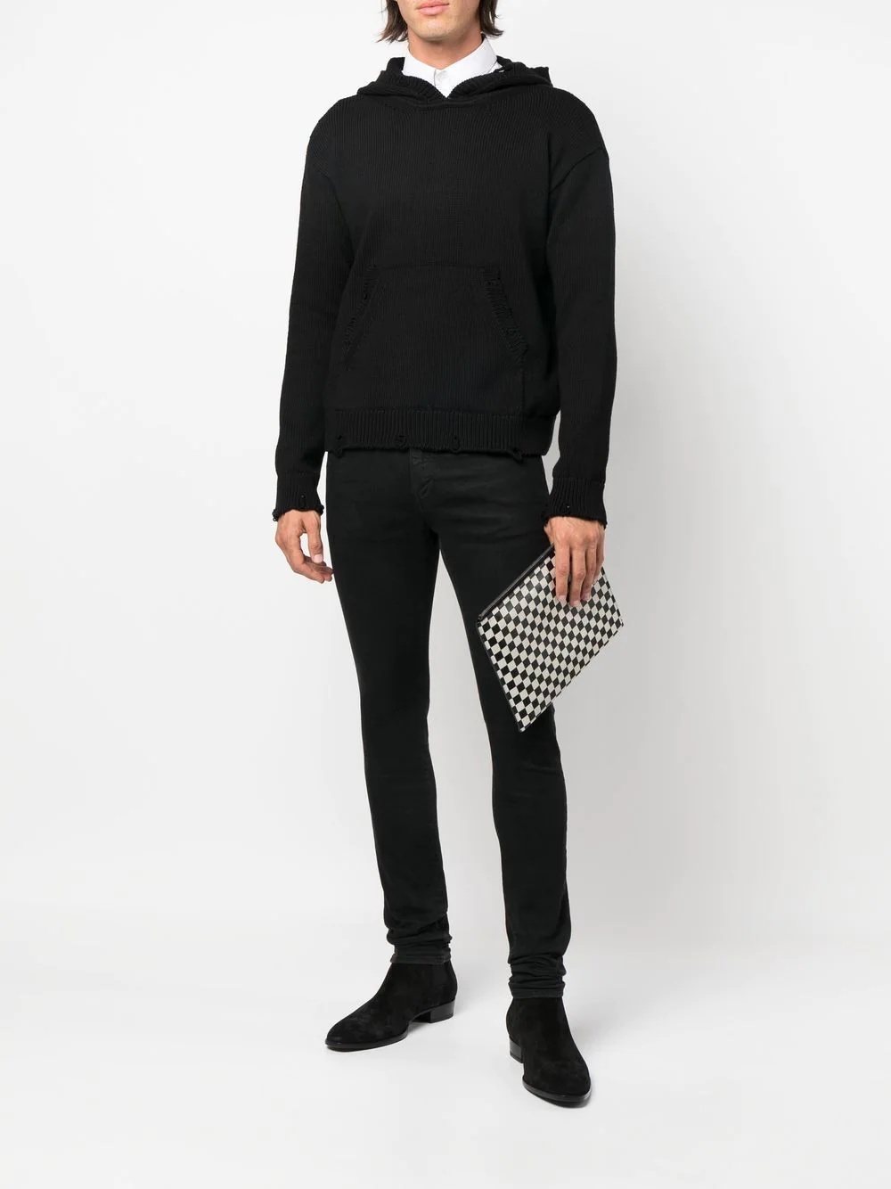 distressed knitted hoodie - 2