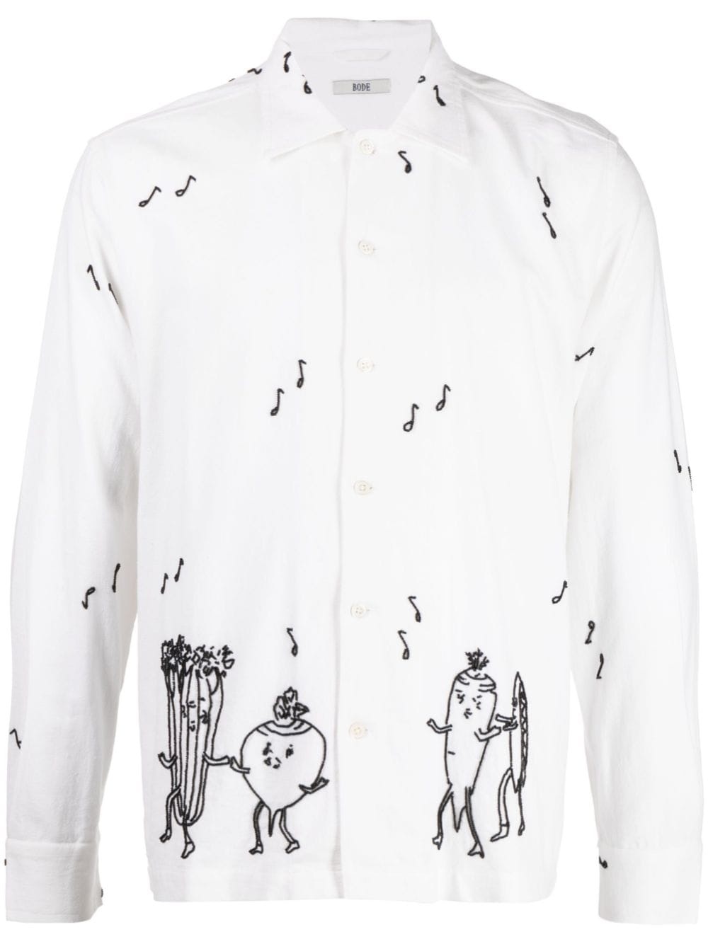 bead-embellished illustration-print shirt - 1