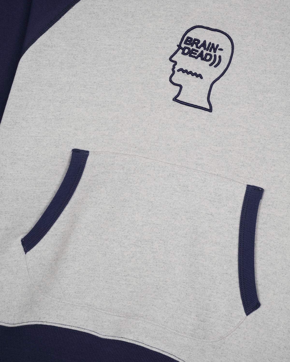 Fleece Logo Head Raglan Hoodie - Oatmeal Navy - 3