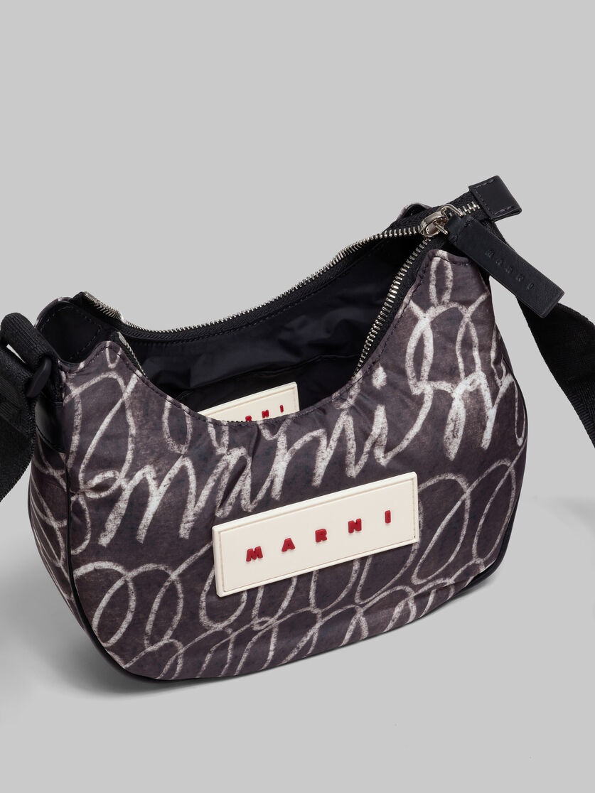 BLACK PUFF HOBO BAG WITH MARNI SCRIBBLE PRINT - 4