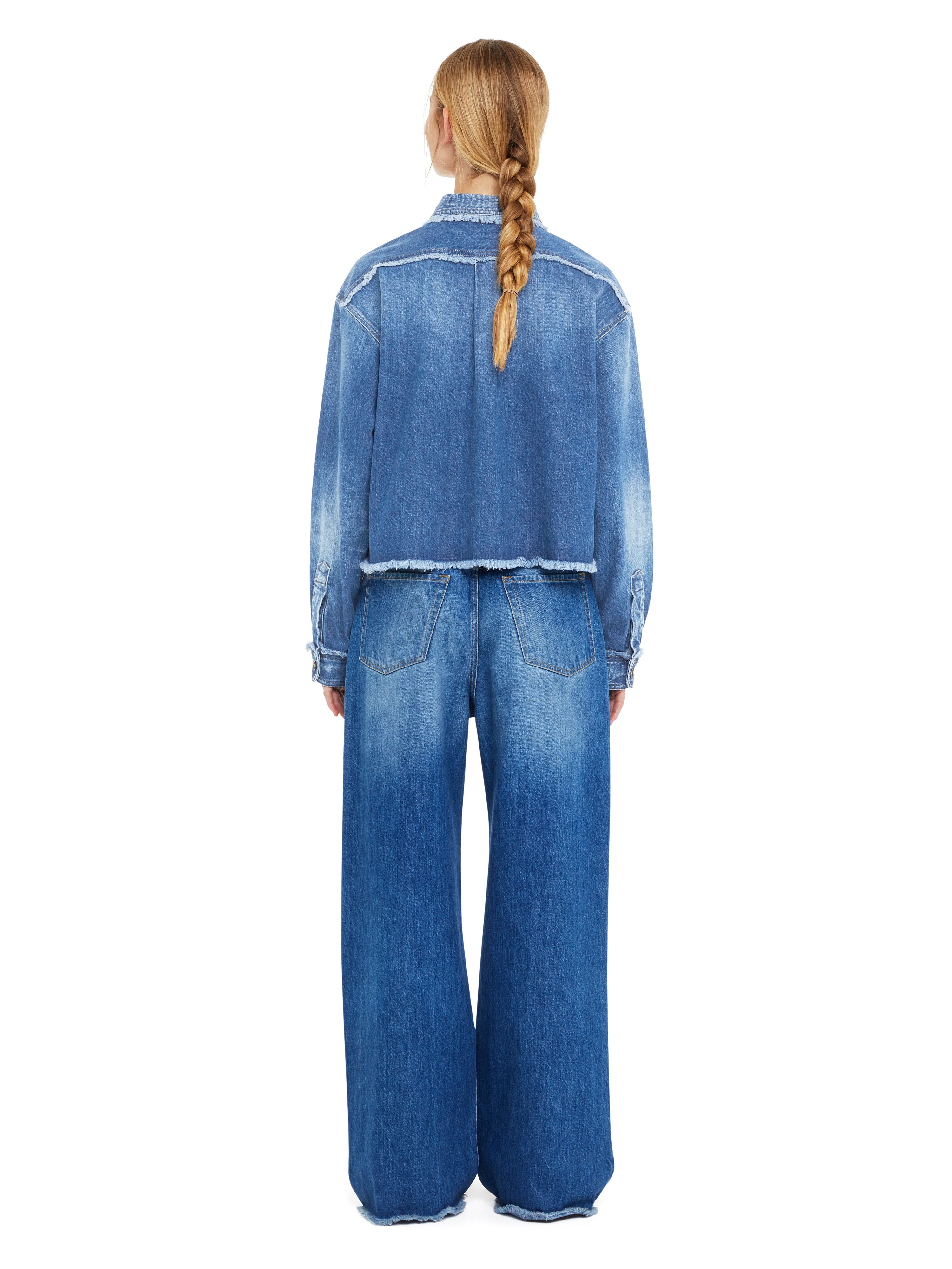 Fringed Cropped Denim Shirt - 6