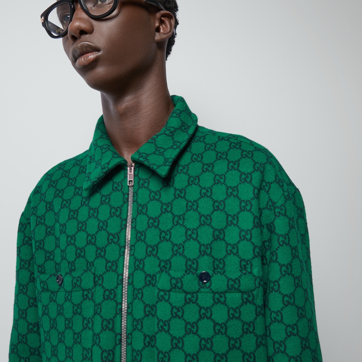 GG wool flannel padded overshirt - 3