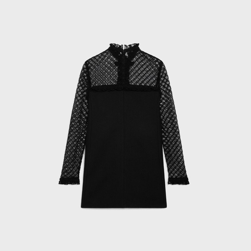 CELINE lace mini dress in diagonal wool outlook