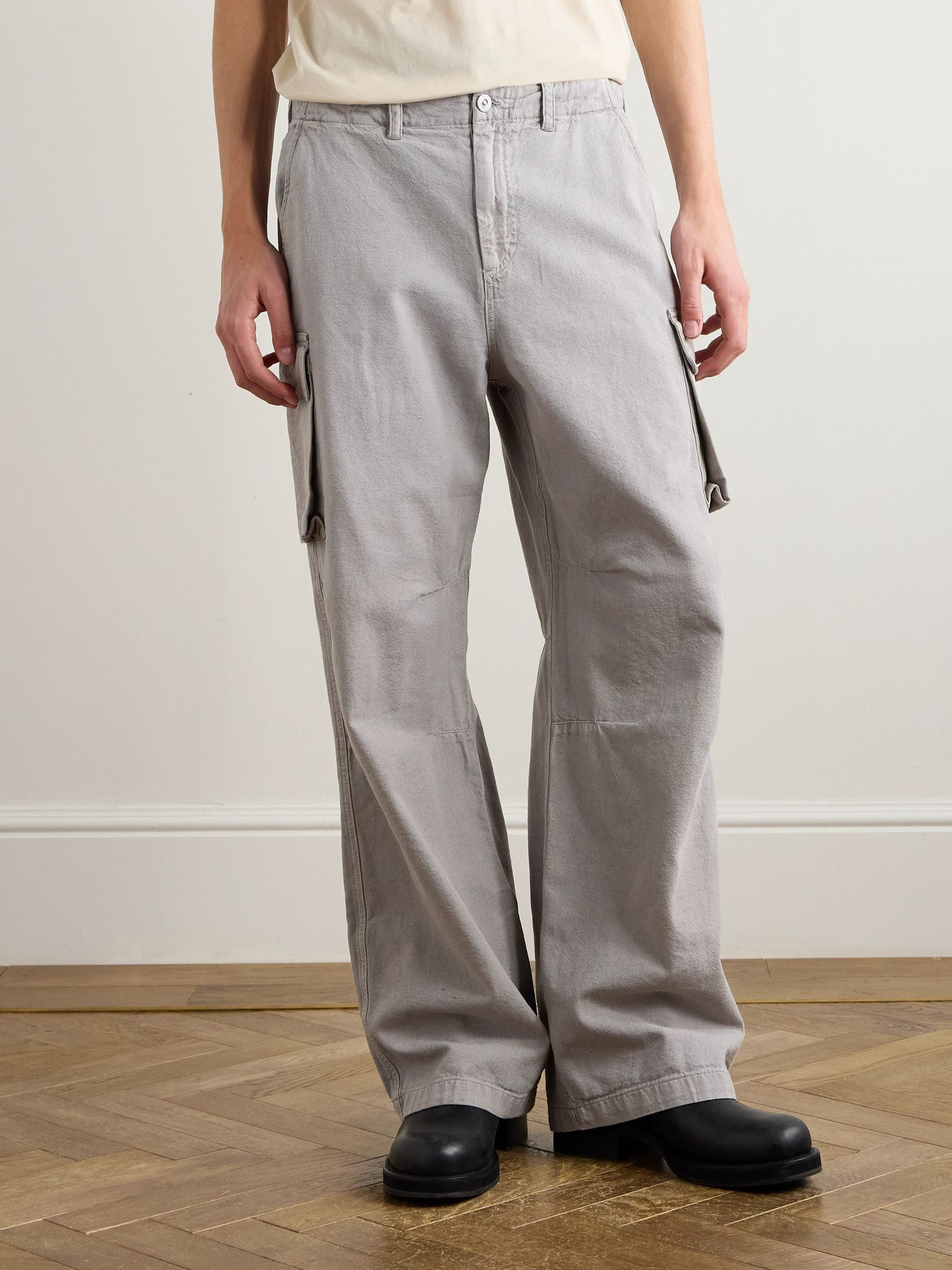 Mount Straight-Leg Cotton and Hemp-Blend Cargo Trousers Gray - 3