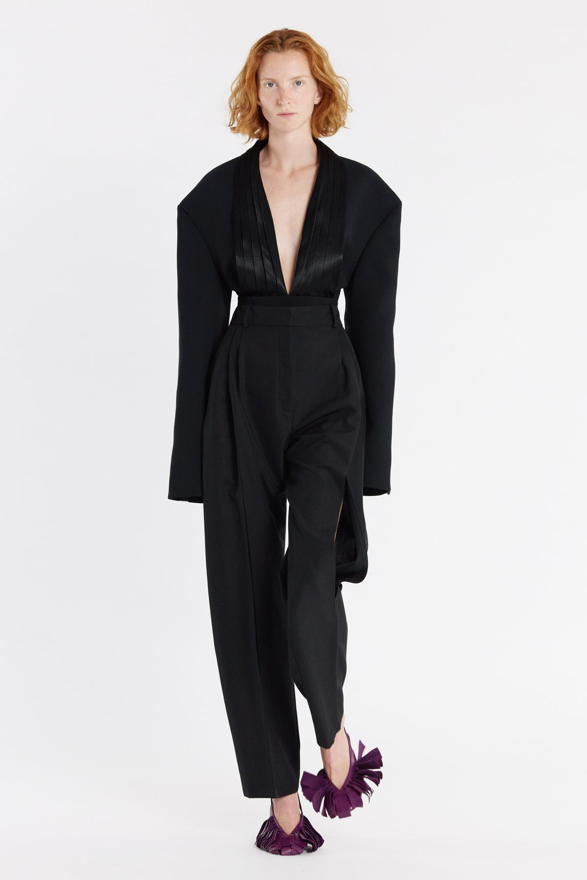 TROUSERS WITH VERTICAL KNEE SLITS BLACK - 9