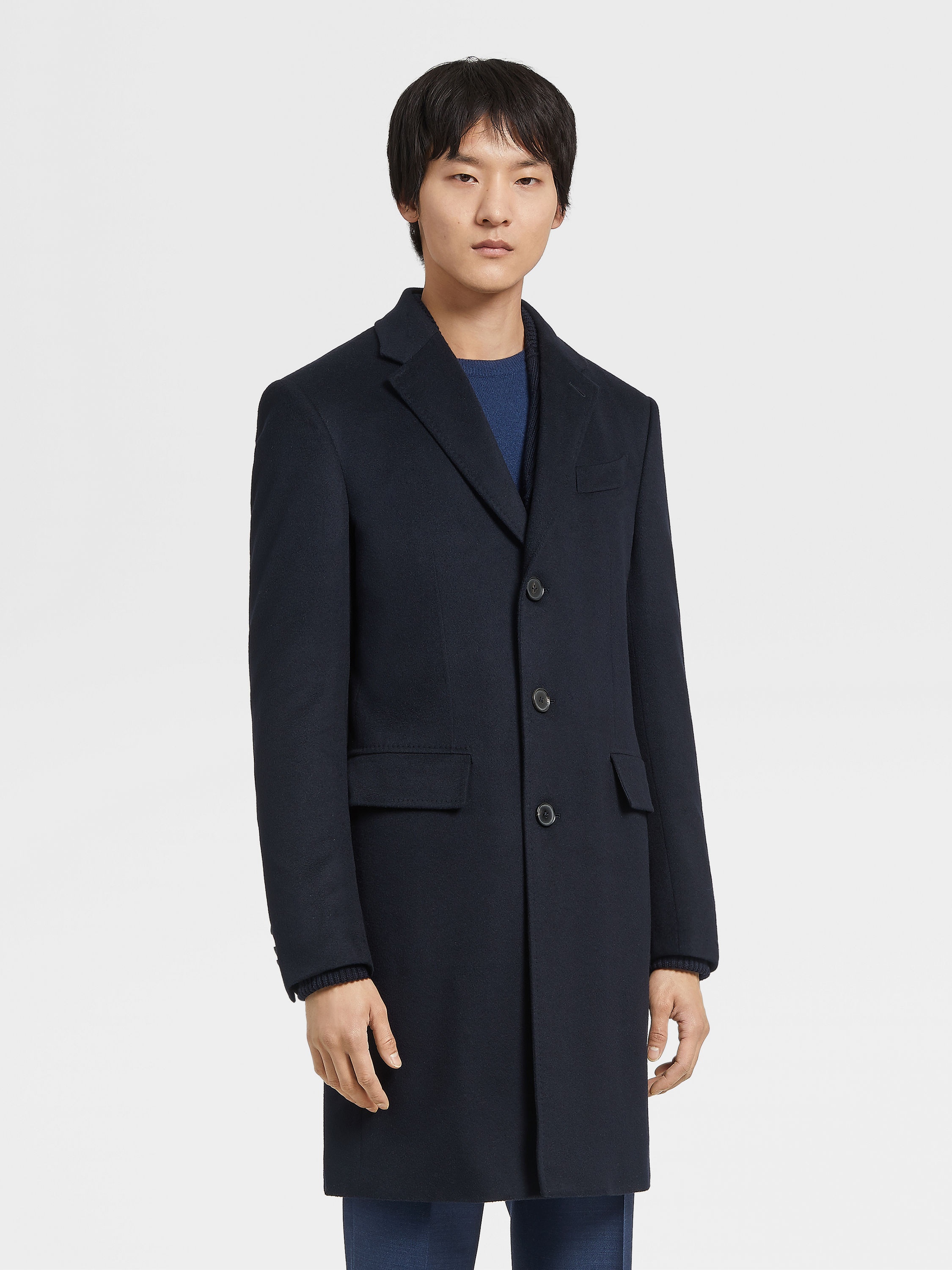 NAVY BLUE OASI CASHMERE OVERCOAT - 4