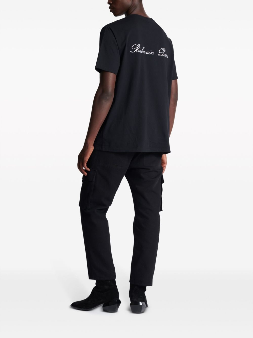 logo-embroidered cotton T-shirt - 4
