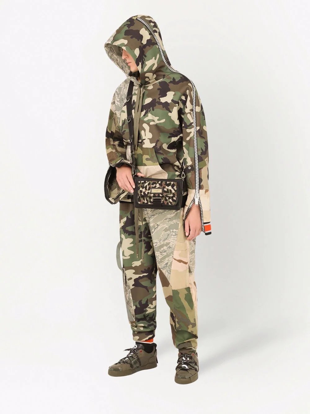 patchwork camouflage-print hoodie - 2