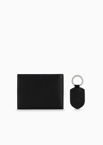 EMPORIO ARMANI Gift box with wallet and keyring in tumbled leather outlook