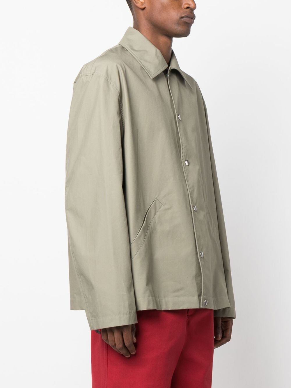 logo-print cotton shirt jacket - 4