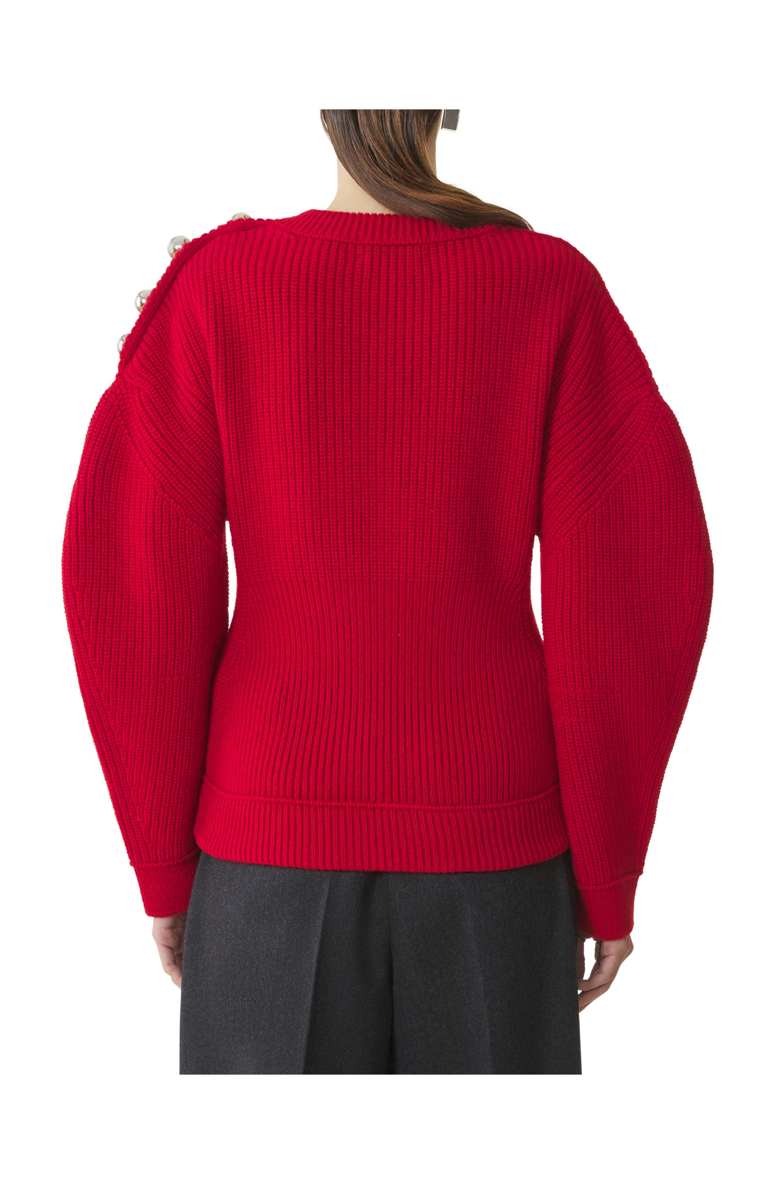 Lanvin Wool Ribbed Sweater in Red Anemone at Nordstrom - 4