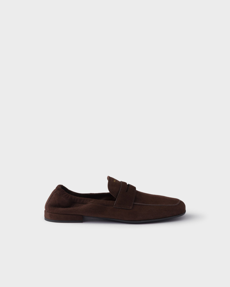 Prada Shuffle antiqued suede loafers outlook