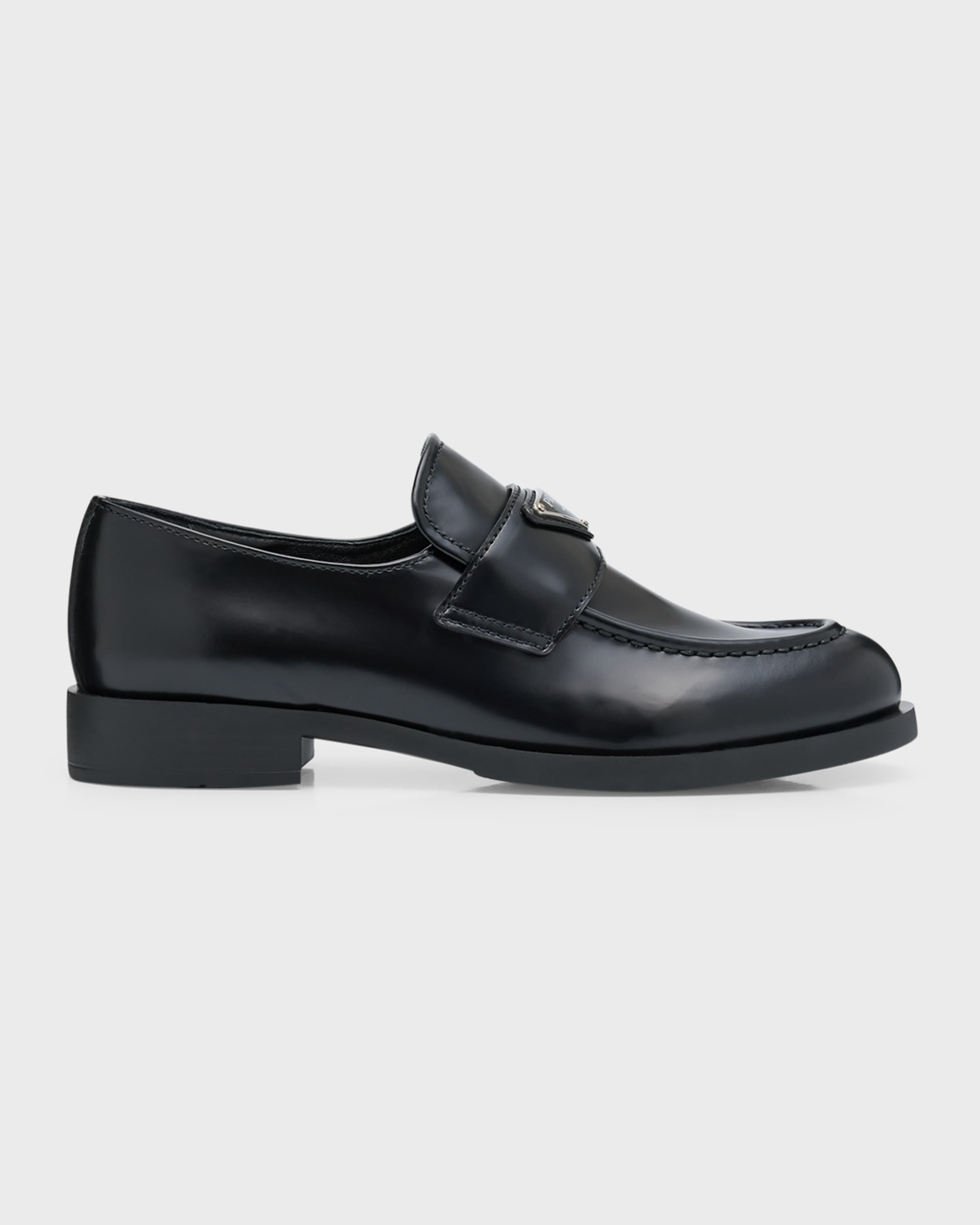 Leather Slip-On Flat Loafers - 1