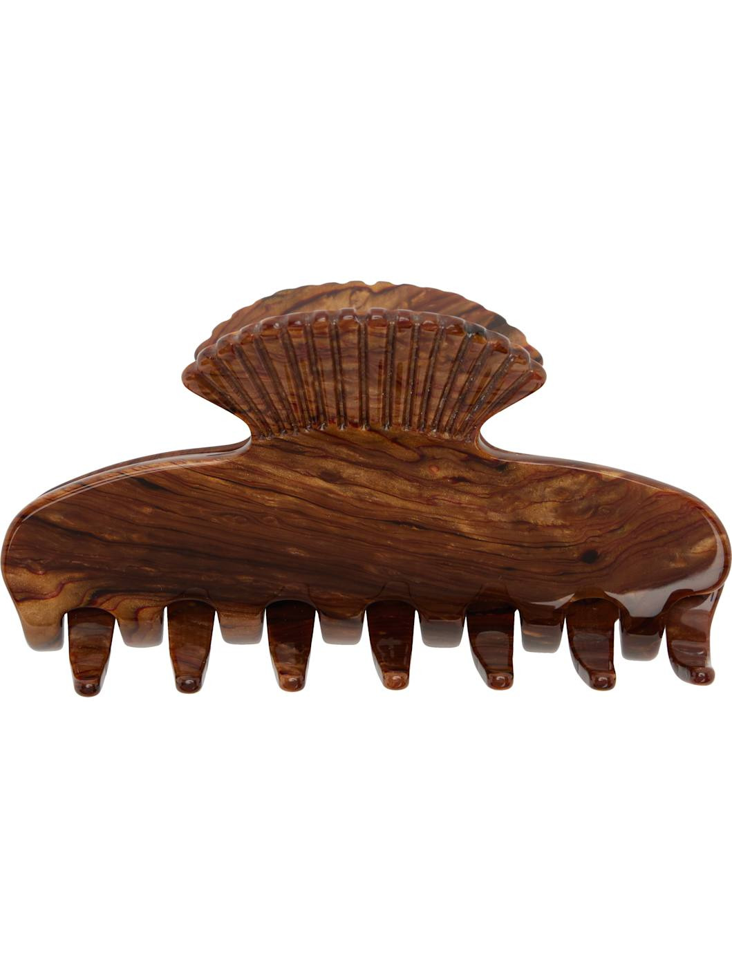 Brown Small Fan Shell Claw Hair Clip - 2
