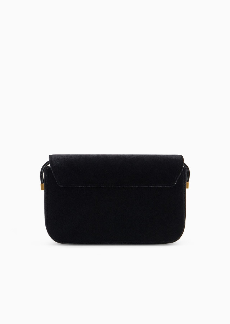Velvet shoulder bag with metal eagle logo 3