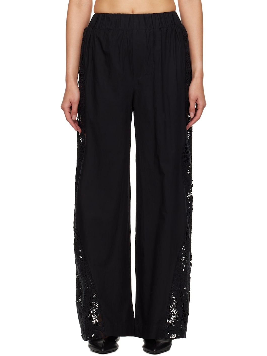 Black Sabine Embroidery Lounge Pants - 1