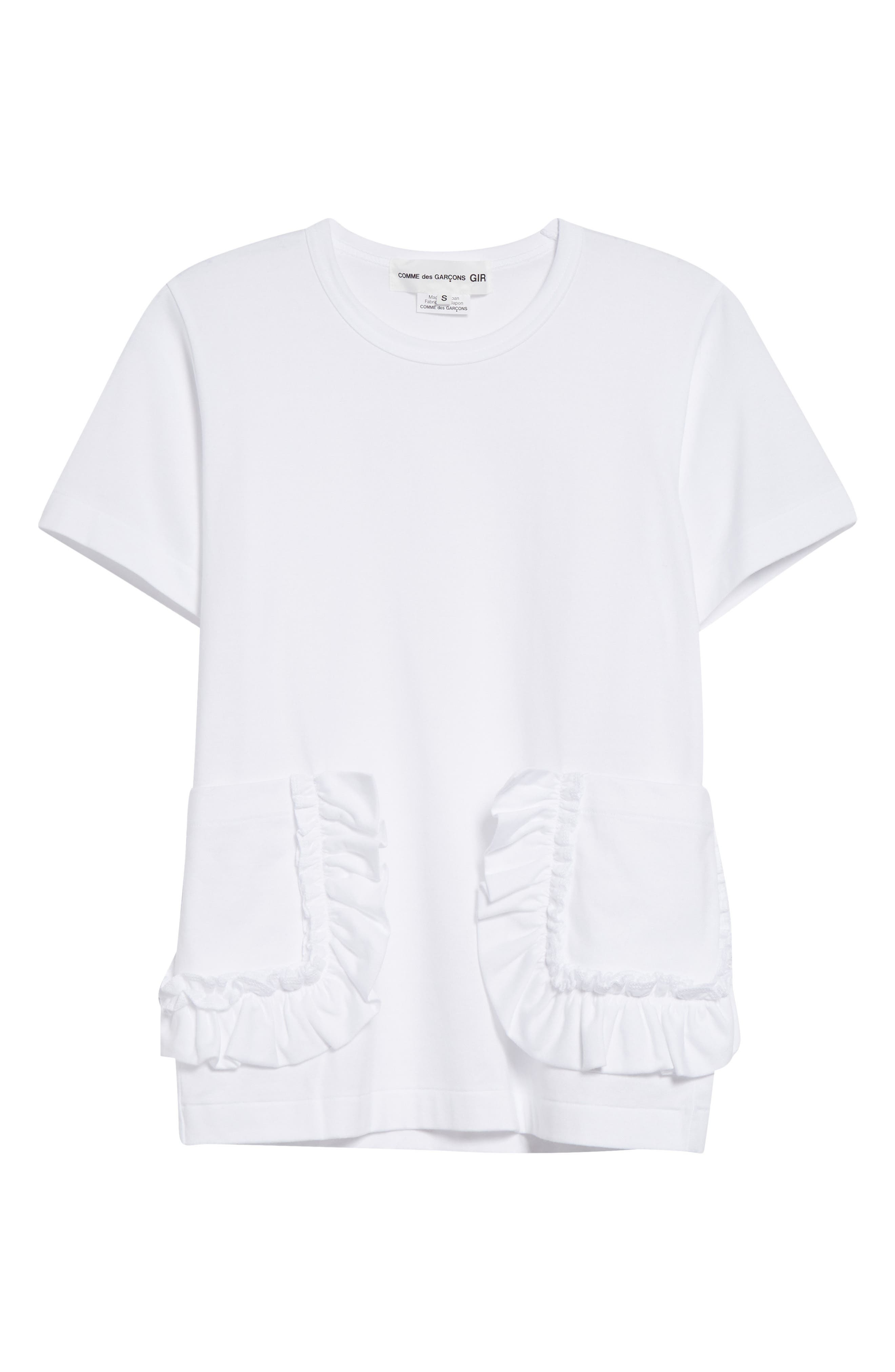 Comme des Garçons Girl Ruffle Pocket Jersey T-Shirt in White at Nordstrom - 5