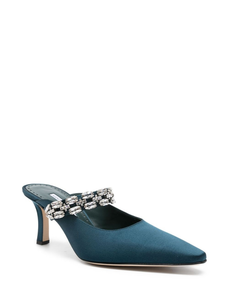 Manolo Blahnik 70mm Tamolmu crystal-embellished satin pumps outlook