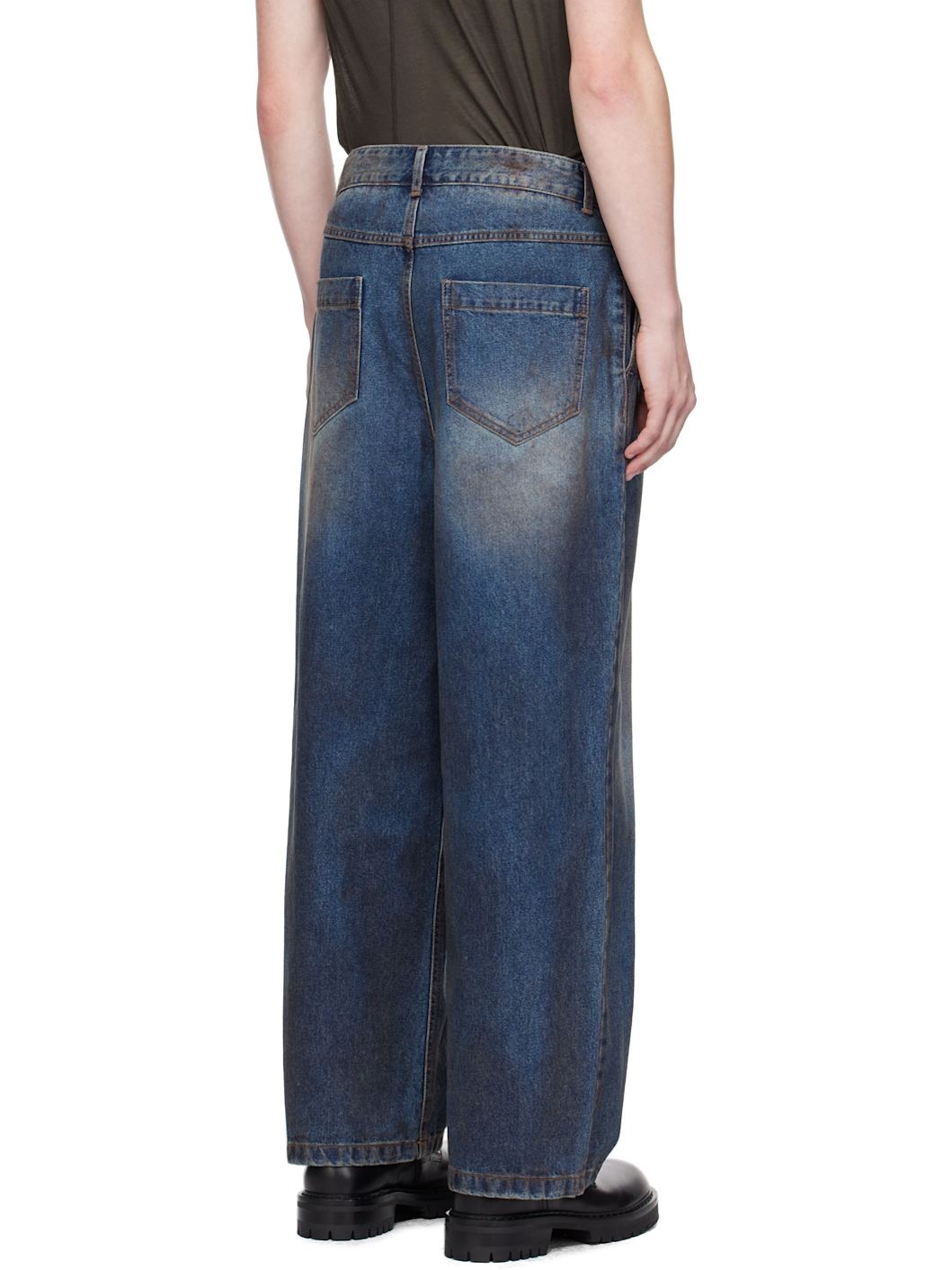 Indigo Oil-Washed Offset Jeans - 3